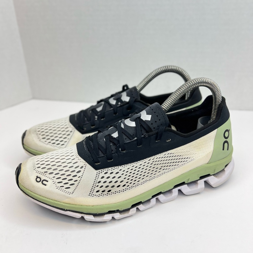 On Running Women's Neutral Trainer in Cream, Black & Light Green